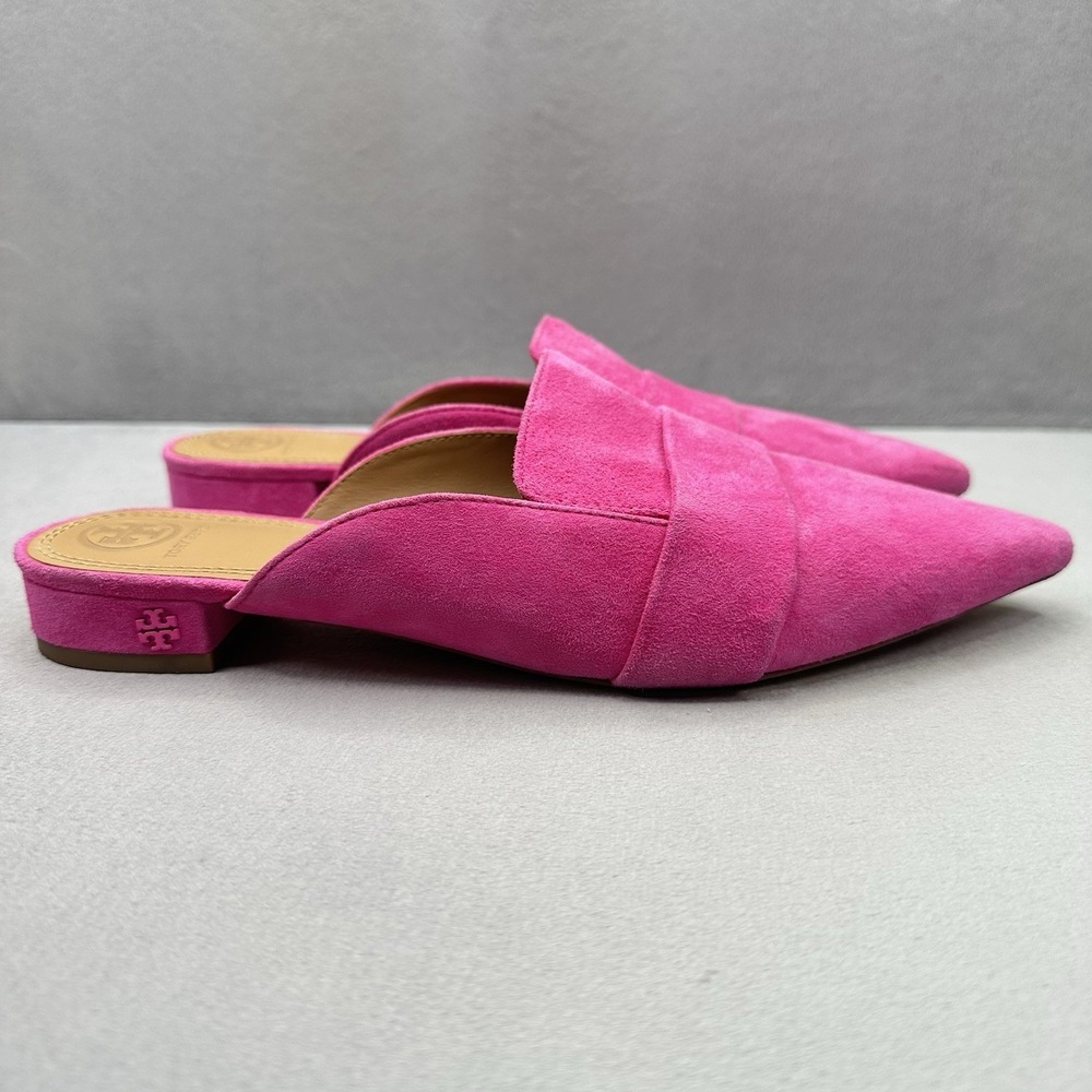 Tory Burch Rosalind Womens Size 9.5 (M) Mule Crazy Pink Lancaster Suede 20mm